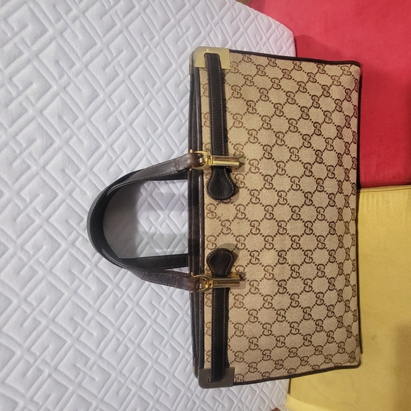 Gucci GG Canvas and Leather Weekender Handbag Vintage.. - Picture 1 of 12